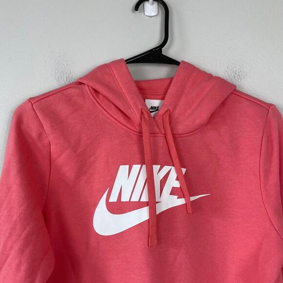 Nike Sportswear Club Fleece Hoodie Pouch Pocket Sweatshirt Pink Logo Size XS - Picture 6 of 6